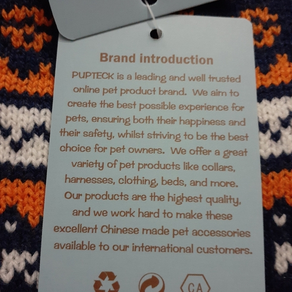 Pet sweater Orange Orange Navy white sz Med Nwtgs Dog shirt - Picture 3 of 11